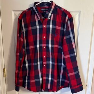 U.S. Polo Assn. Men's Bold Red and Navy Plaid Shirt